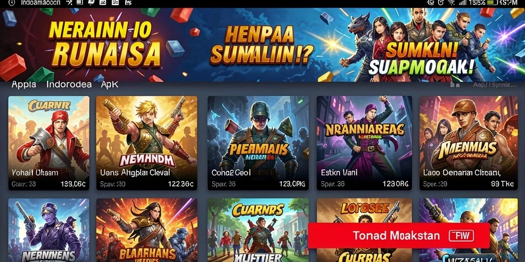 Tampilan utama dengan menu permainan yang menarik.