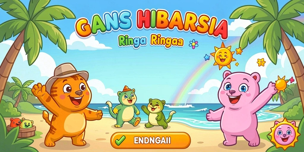 Tampilan menu utama dengan karakter yang menarik.